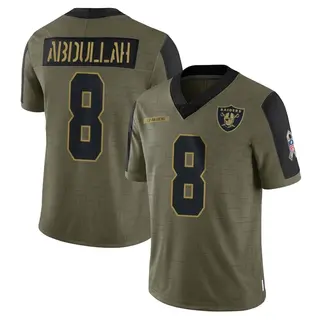 Las Vegas Raiders Youth Ameer Abdullah Limited 2021 Salute To Service Jersey - Olive